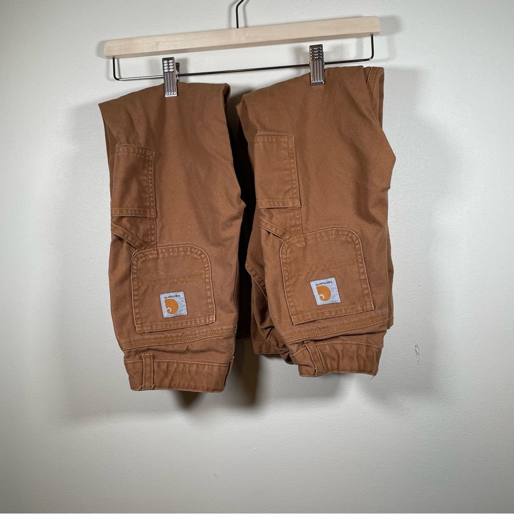 Carhartt Size 7 Boys Brown 100% Cotton Straight Carpenter Pants Great Condition